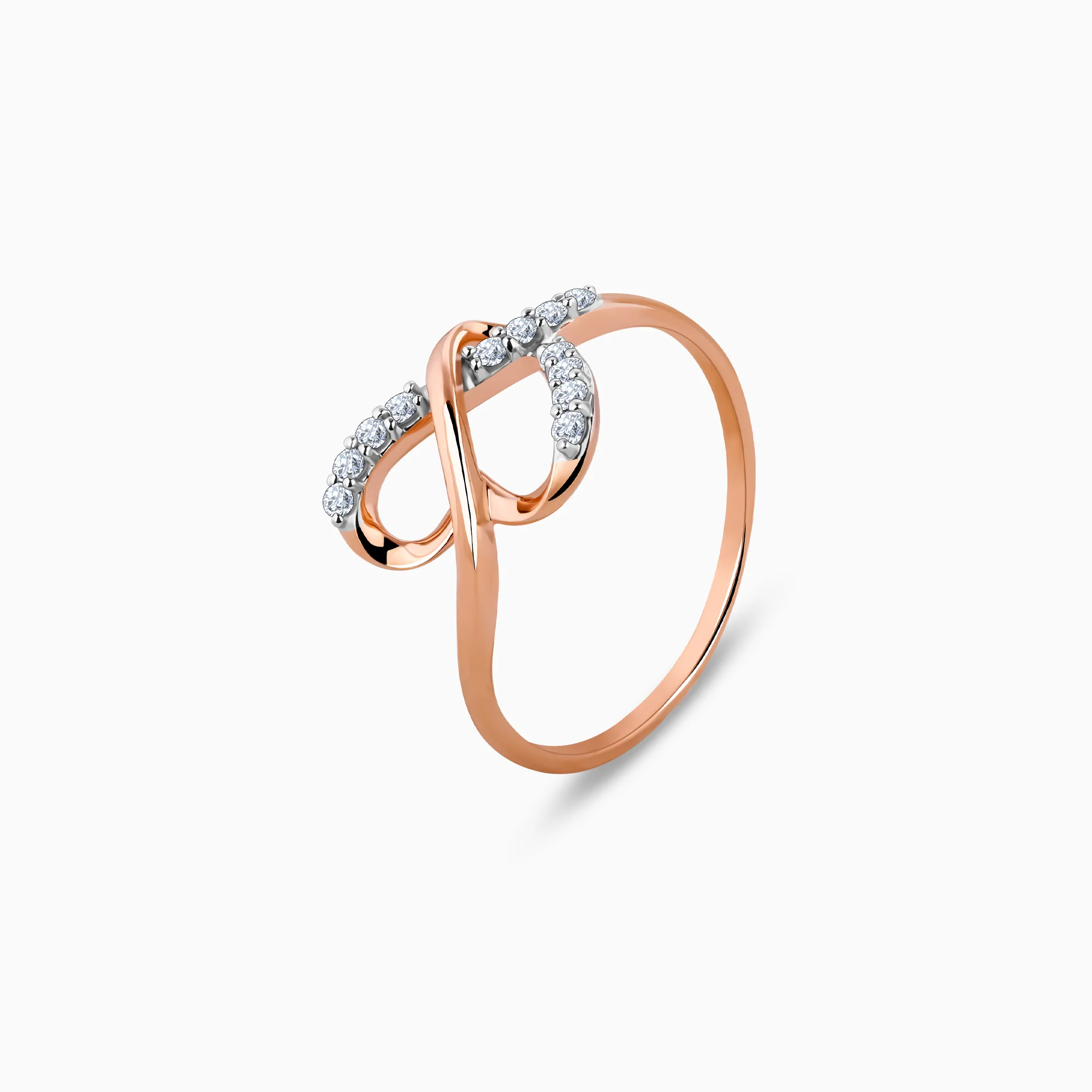 Rose Gold Warped Diamond Ring - Image 4