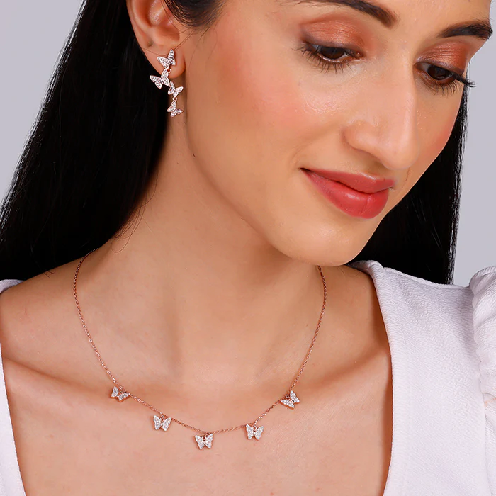 Rose Gold Wavering Wings Butterfly Set - Image 3