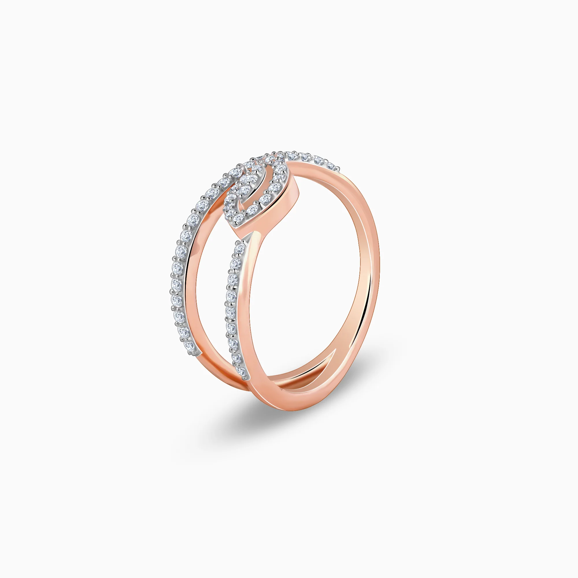 Rose Gold Wavy Bud Diamond Ring - Image 4