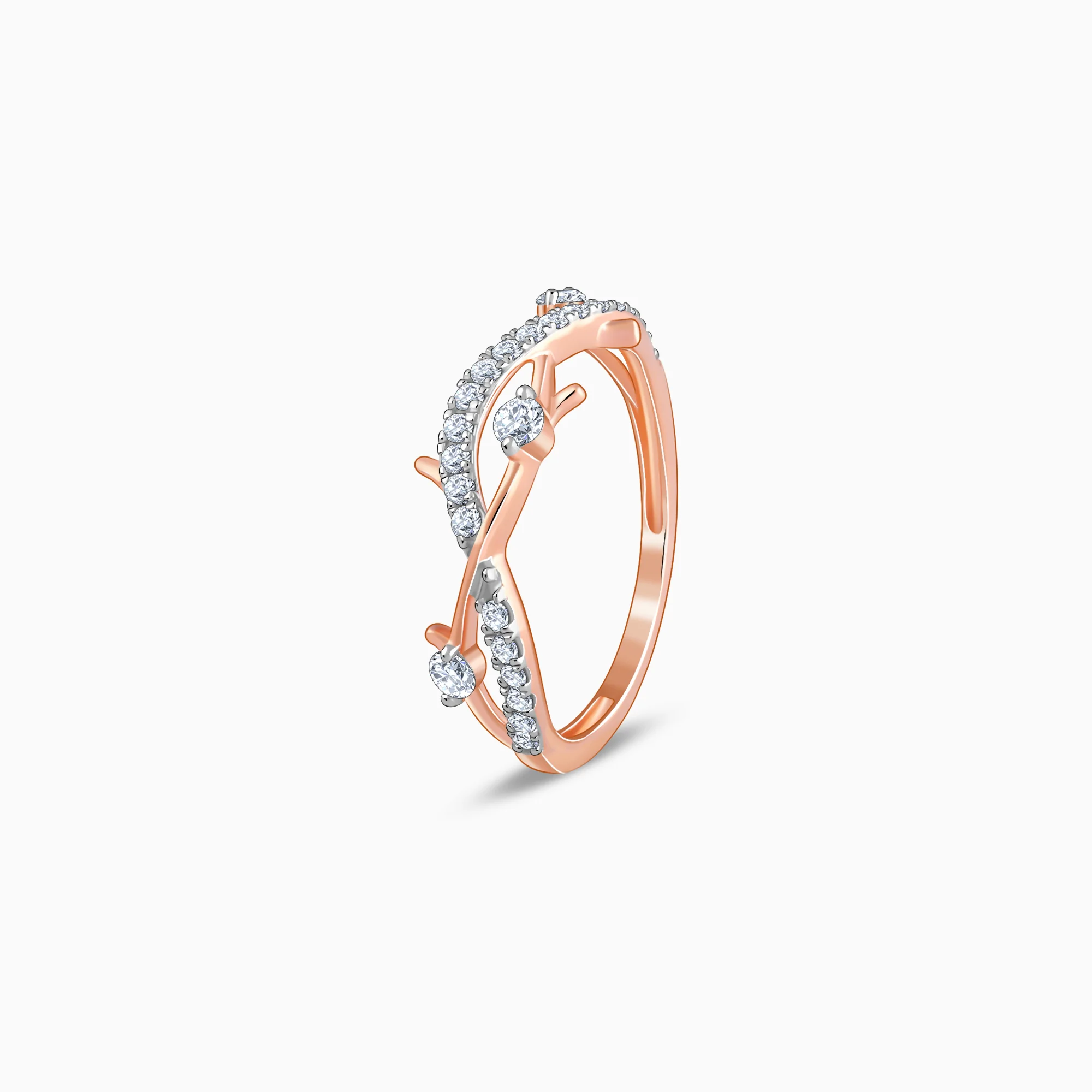 Rose Gold Wavy Lab Grown Diamond Ring - Image 4