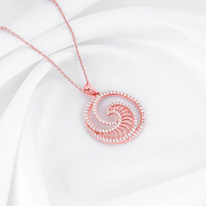 Rose Gold Whirpool Pendant With Link Chain - Image 2