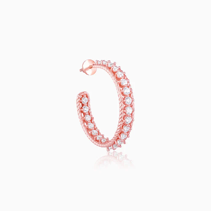 Rose Gold White Zircon Hoop Earrings - Image 4