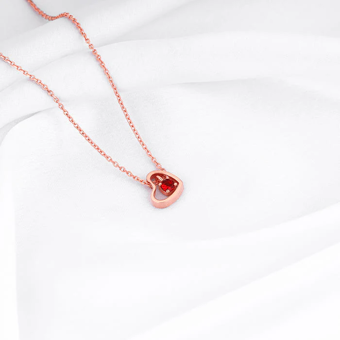 Rose Gold Whole Heart in Red Necklace - Image 2