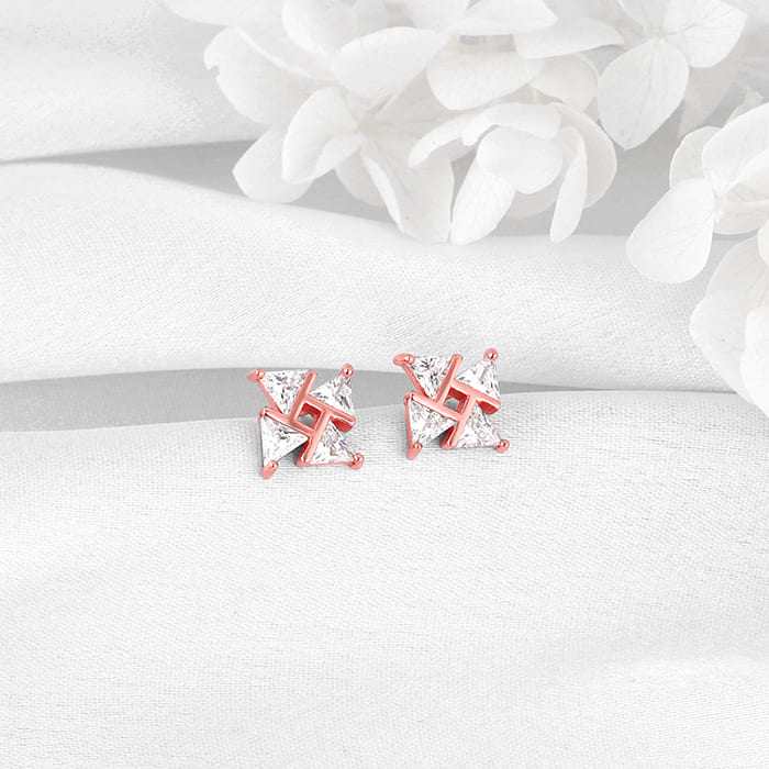 Rose Gold Windmill Stud Earrings - Image 2