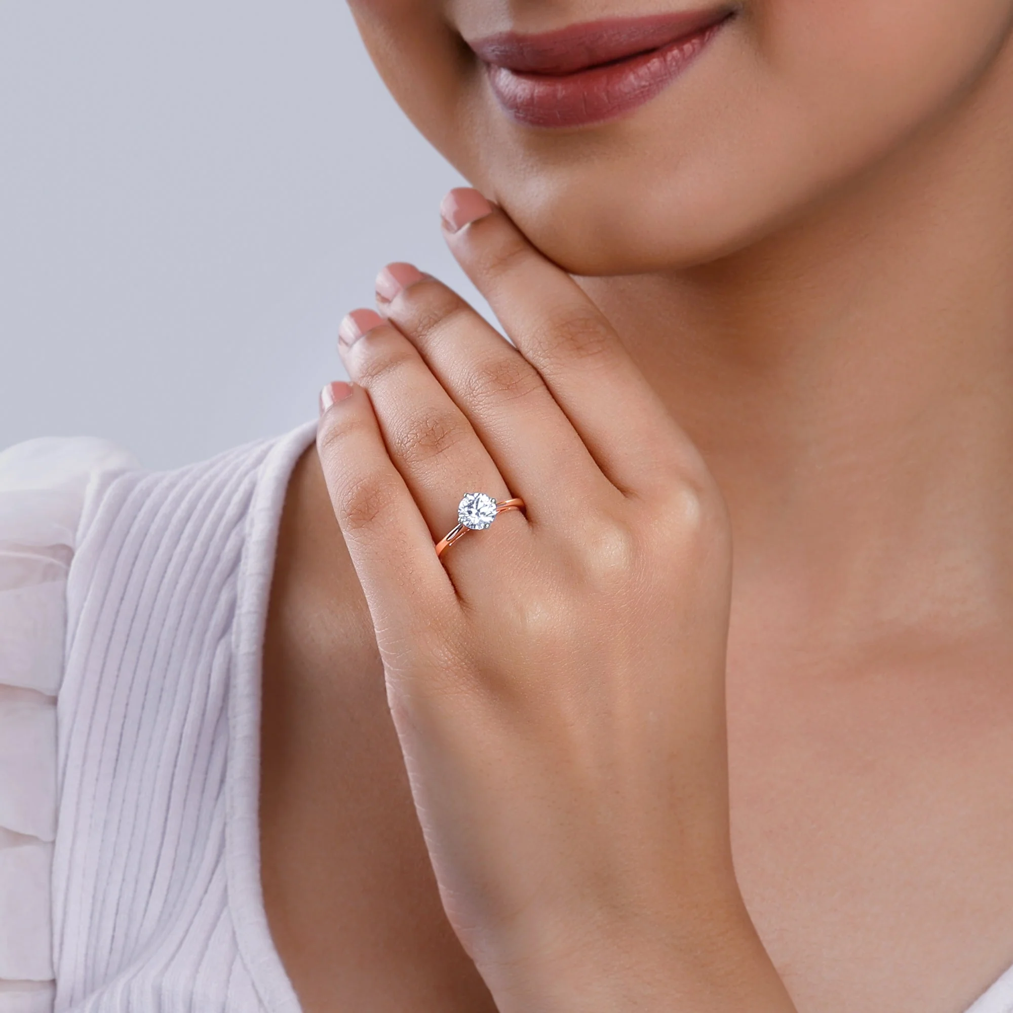 Rose Gold Yolo Solitaire Lab Grown Diamond Ring - Image 3