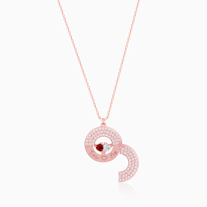 Rose Gold You & Me Pendant With Link Chain - Image 2
