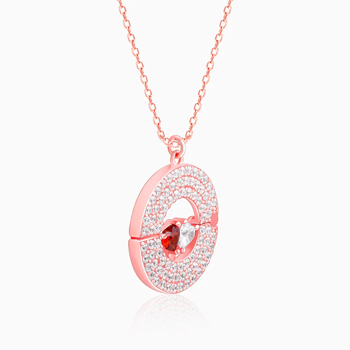 Rose Gold You & Me Pendant With Link Chain - Image 6