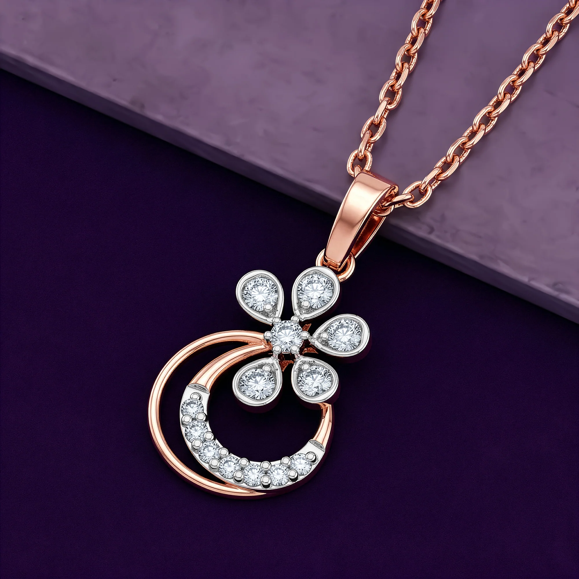 Rose Gold Zinnia Lab Grown Diamond Pendant - Image 2