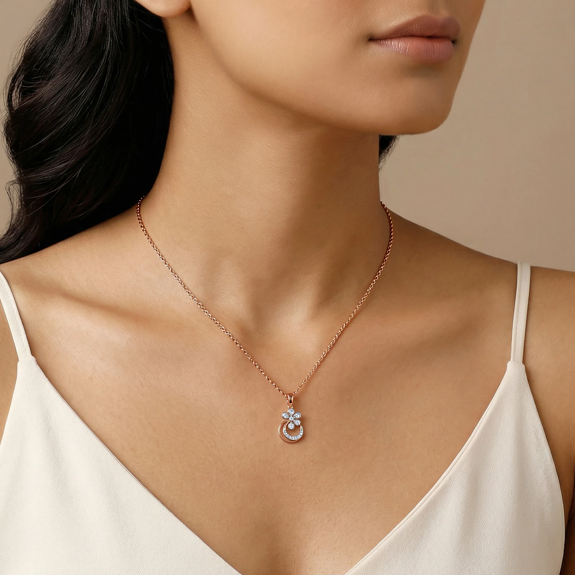 Rose Gold Zinnia Lab Grown Diamond Pendant - Image 3