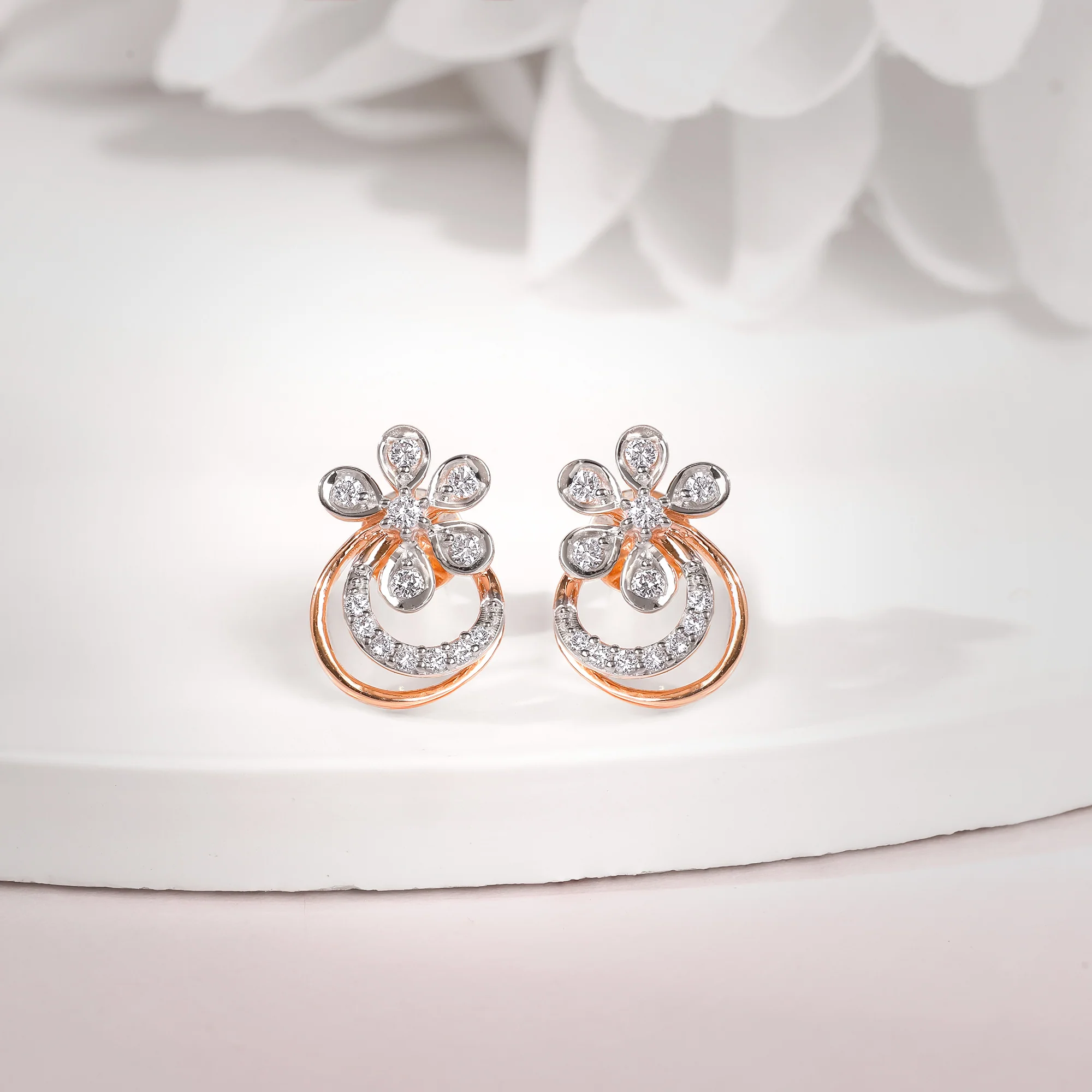 Rose Gold Zinnia Lab Grown Diamond Stud Earrings - Image 2