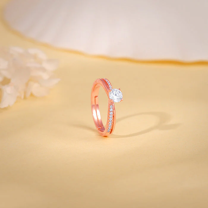 Rose Gold Zircon Layered Ring - Image 2