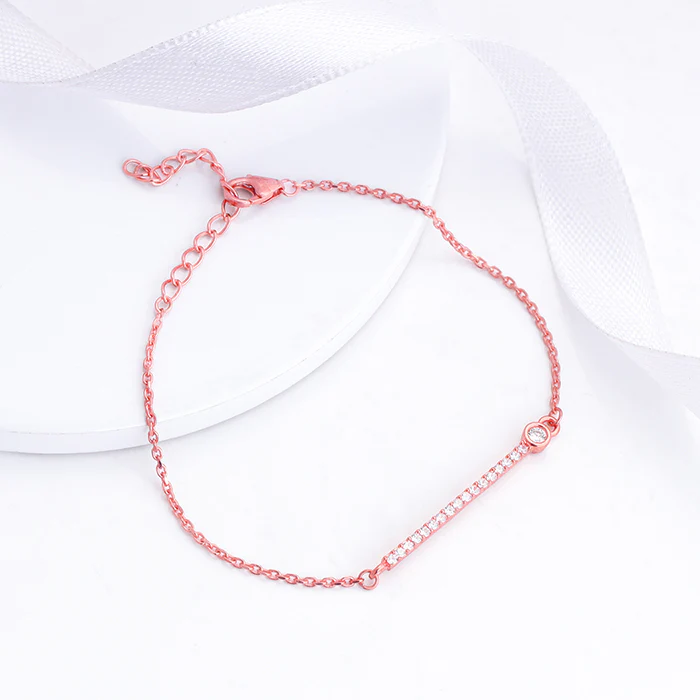 Rose Gold Zircon Minimal Bracelet - Image 2