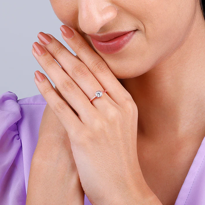 Rose Gold Zircon Shine Ring - Image 3