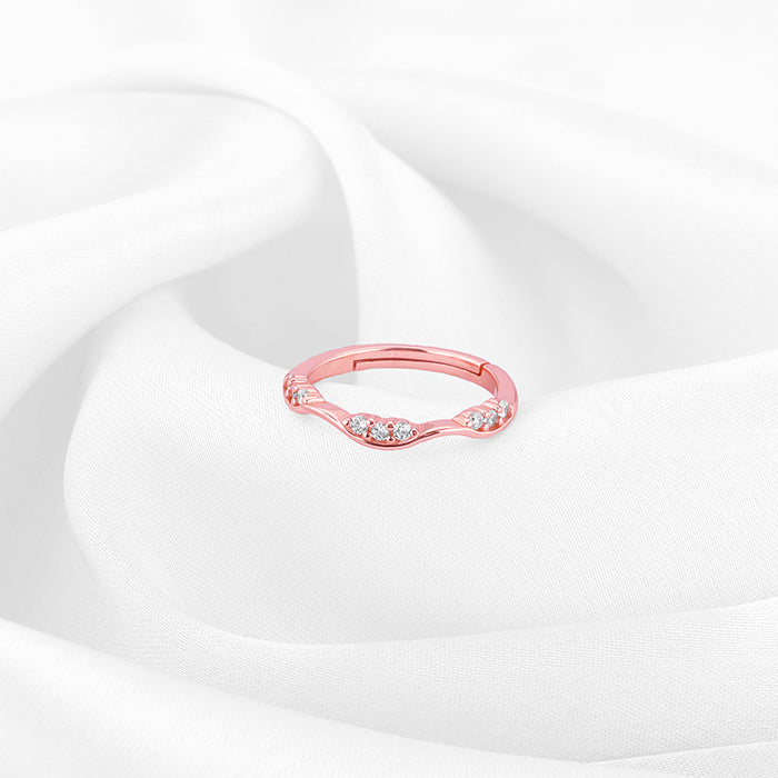 Rose Gold Zircon Tune of Wave Ring - Image 2