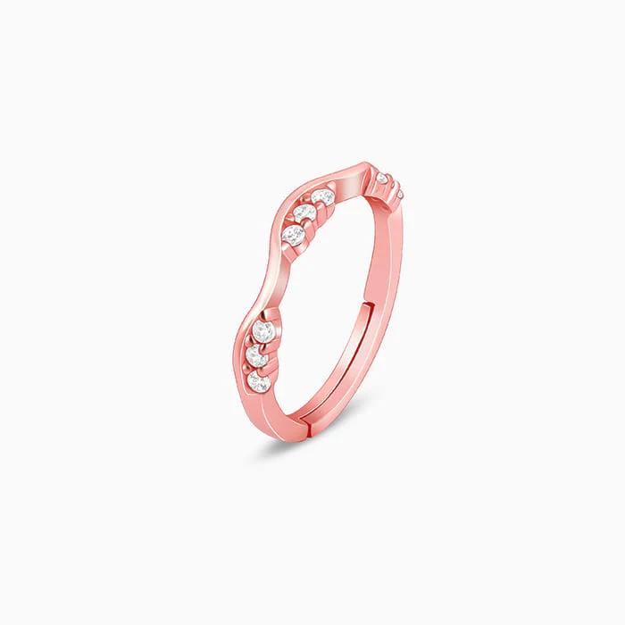 Rose Gold Zircon Tune of Wave Ring - Image 4