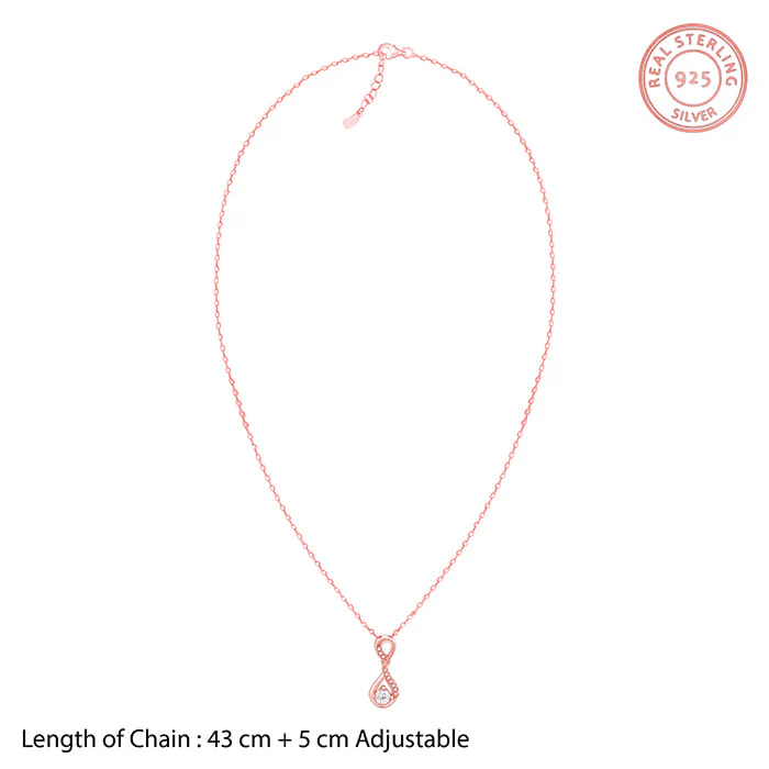 Rose Gold Zircon Twist Pendant With Link Chain - Image 5