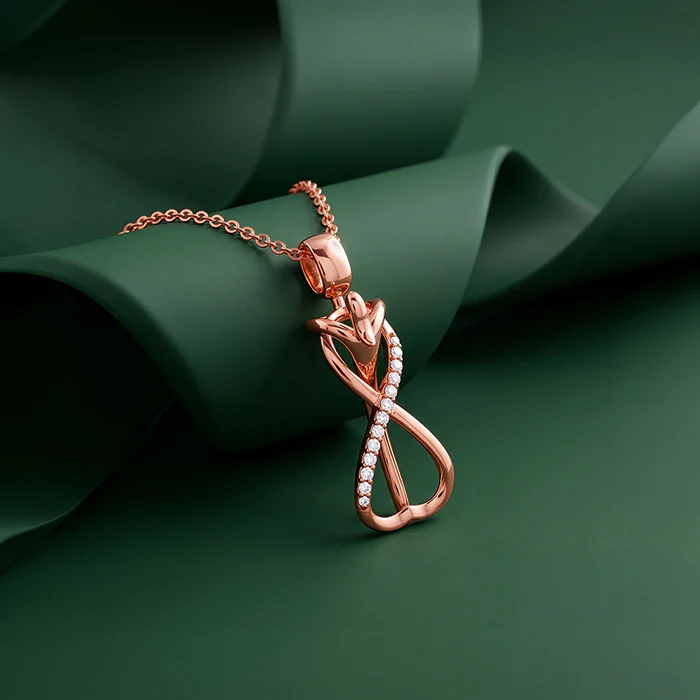 Rose Gold Zirconia Infinity Pendant With Link Chain - Image 2