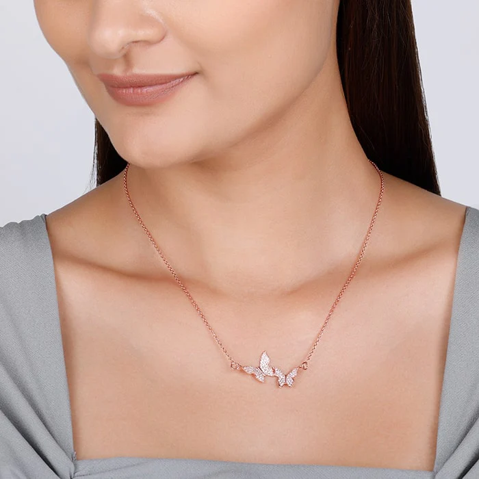Rose Gold Wavering Wings Necklace - Image 3