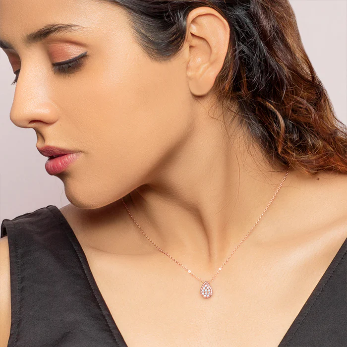 Rose Gold Studded Swayer Necklace - Image 2