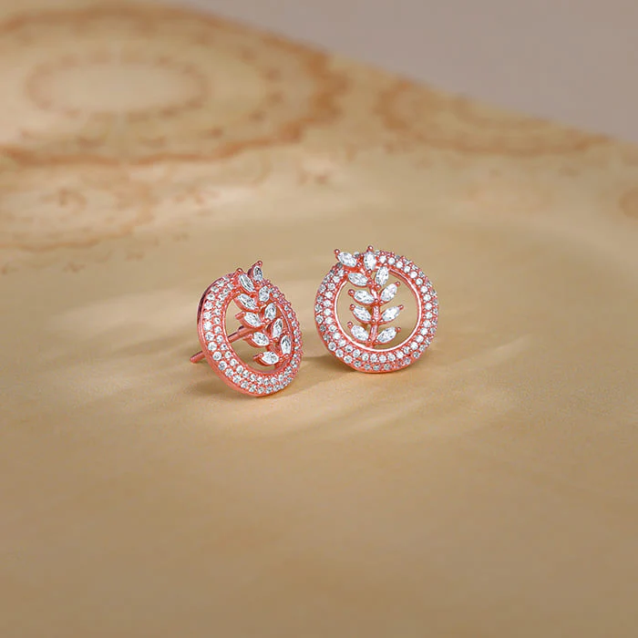 Rose Gold Lush Leaf Earrings - Image 2