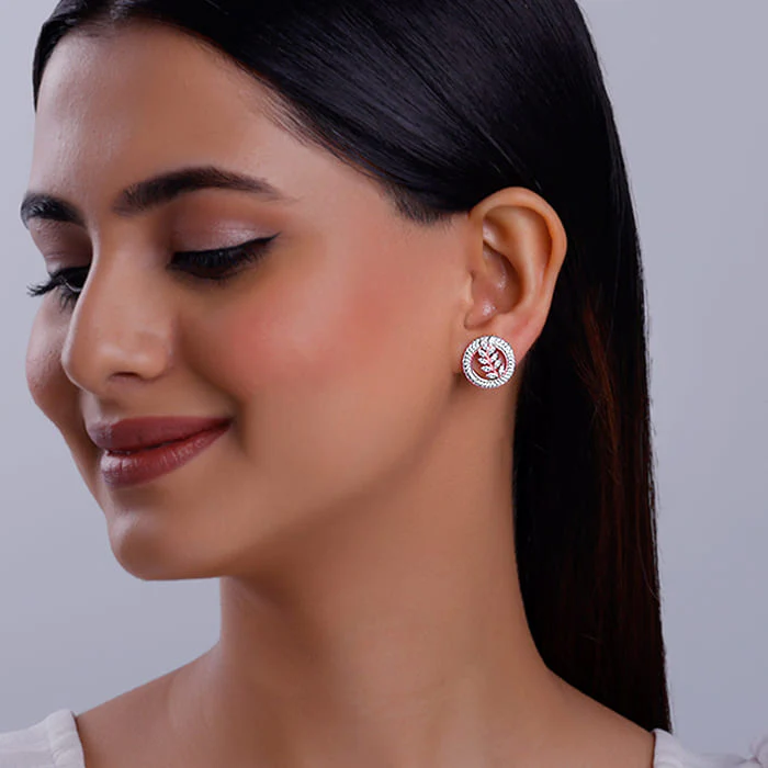 Rose Gold Lush Leaf Earrings - Image 3