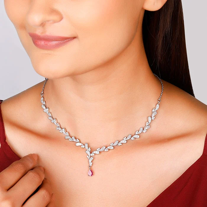 Silver Ruby Detail Necklace - Image 3