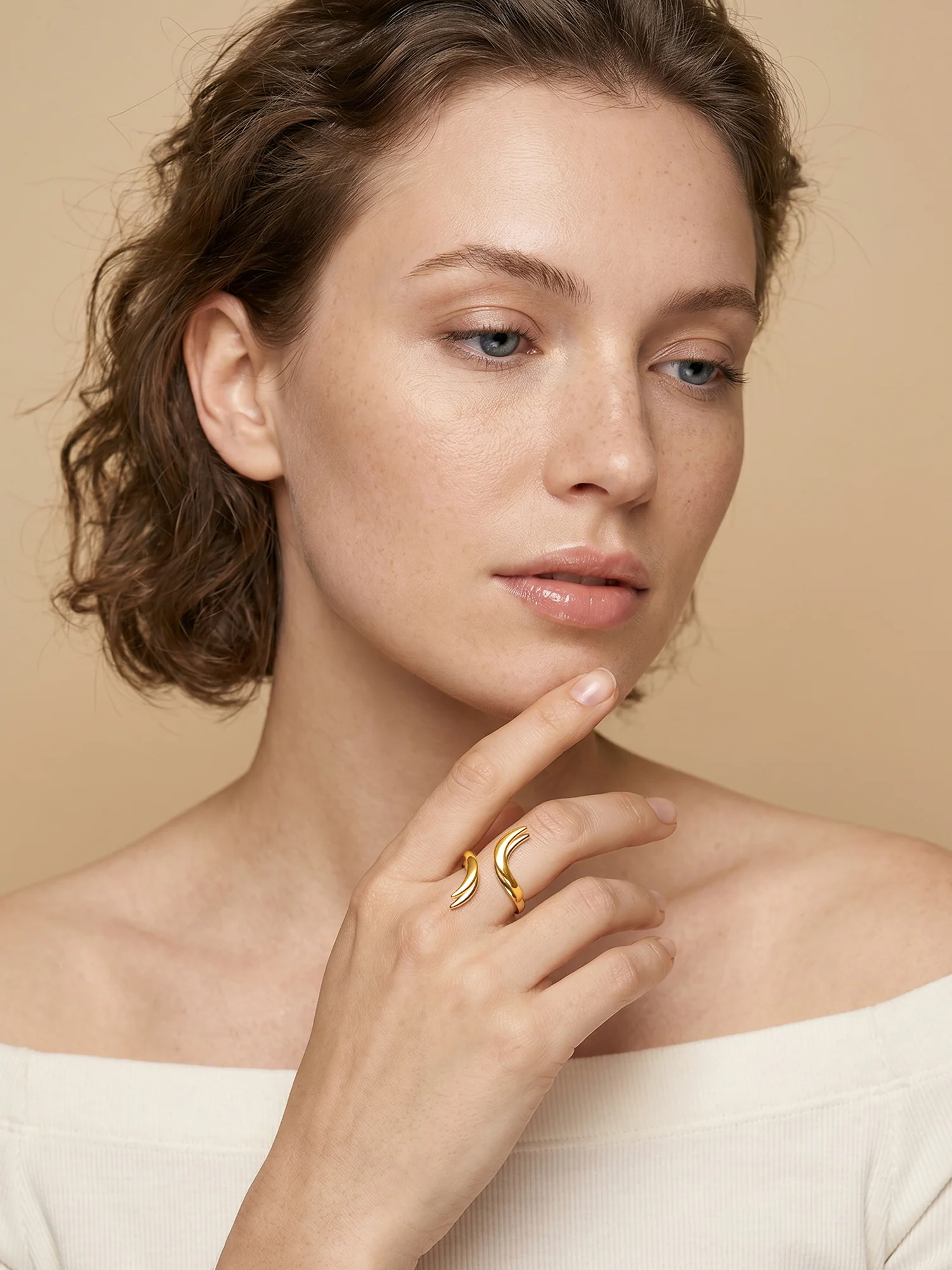 Sharp Curve Energy Gold Plated Ring (Size 17) - Image 3