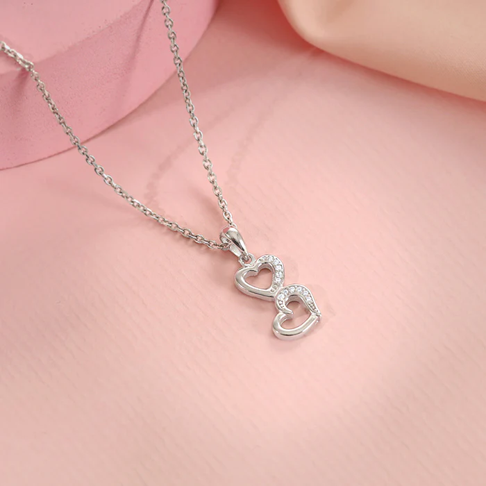 Silver All Hearts Pendant With Link Chain - Image 2