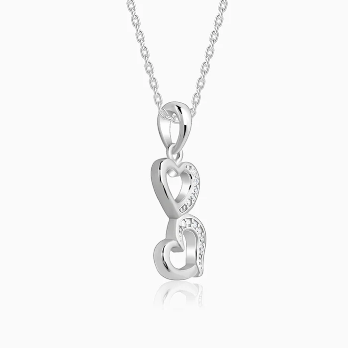 Silver All Hearts Pendant With Link Chain - Image 4