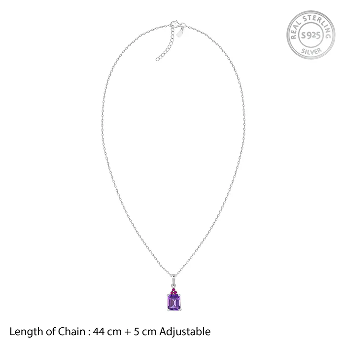Silver Amethyst Pendant With Link Chain - Image 6