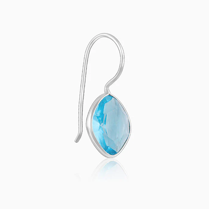 Silver Aqua Blue Crystal Earrings - Image 4