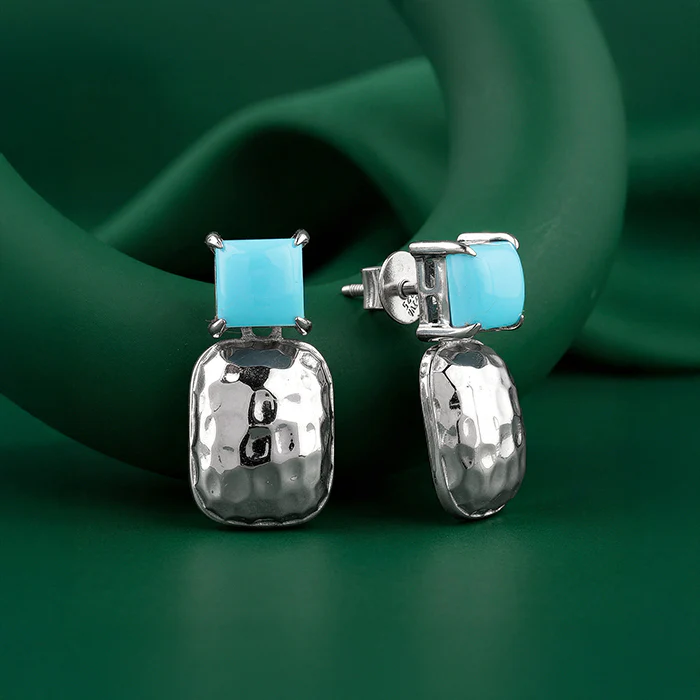 Silver Arbor Hammered Drop Earrings - Image 2