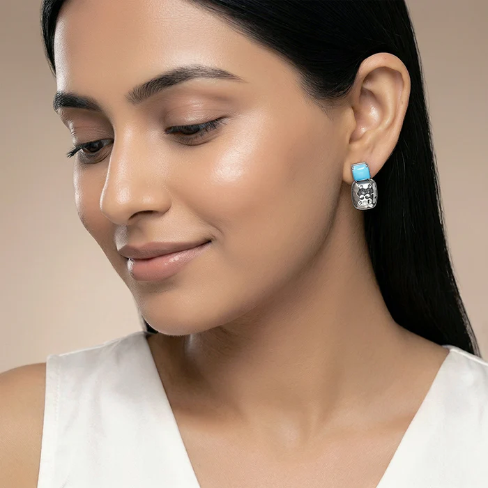 Silver Arbor Hammered Drop Earrings - Image 3