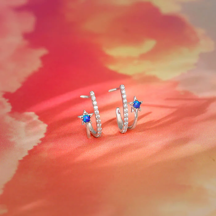 Silver Azure Aura Earrings - Image 2