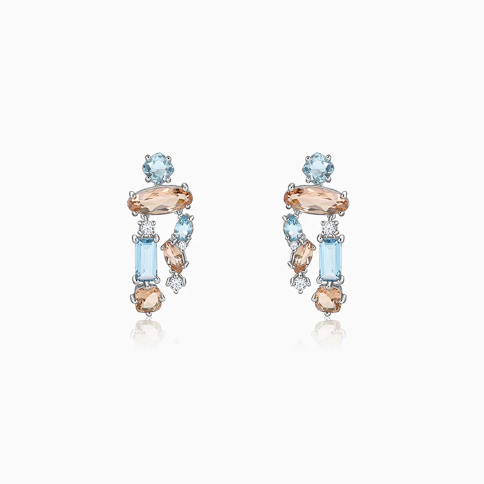 Silver Azure Blush Drop Earrings
