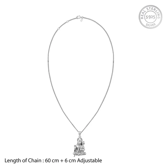 Silver Bajrangbali Pendant With Box Chain For Him - Image 5