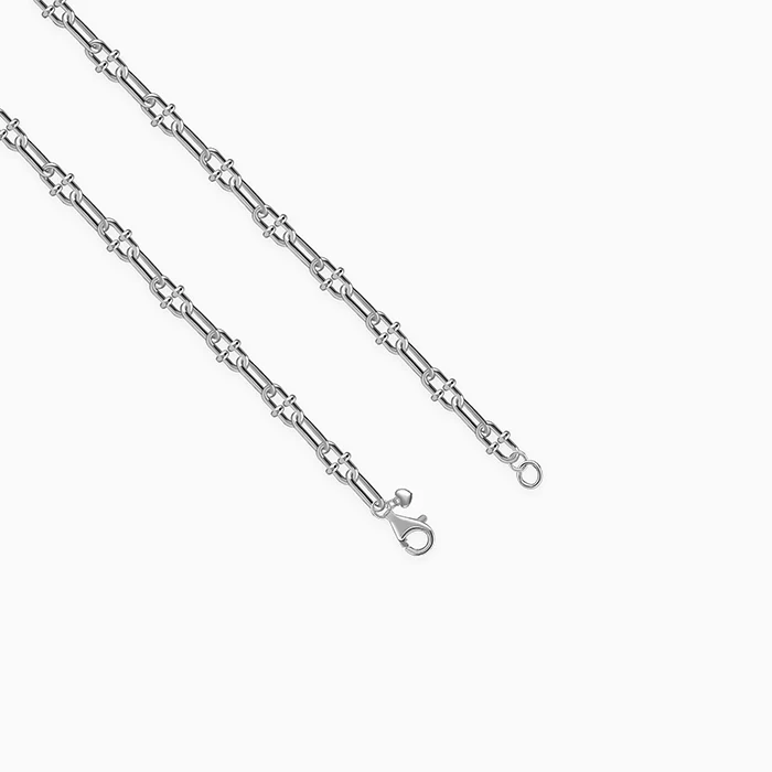 Silver Beaded Paperclip Chain for Him - Image 4