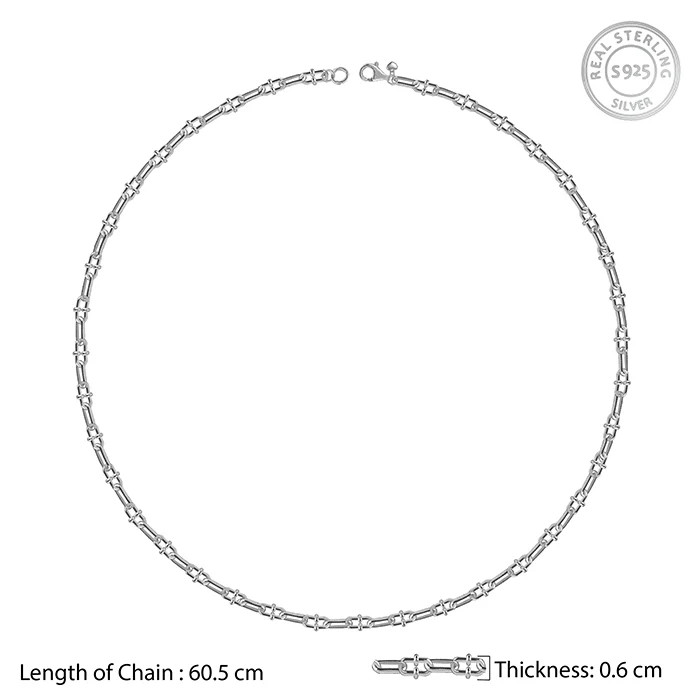 Silver Beaded Paperclip Chain for Him - Image 5