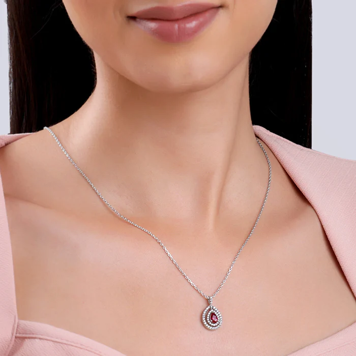 Silver Beauty Drop Pendant With Link Chain - Image 3