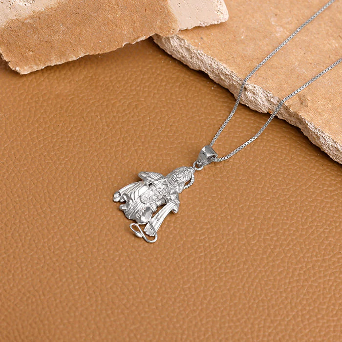 Silver Bhakta Hanuman Pendant with Box  Chain For Him - Image 2
