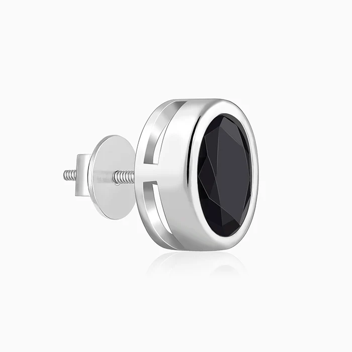 Silver Black Dot Stud For Him - Image 5
