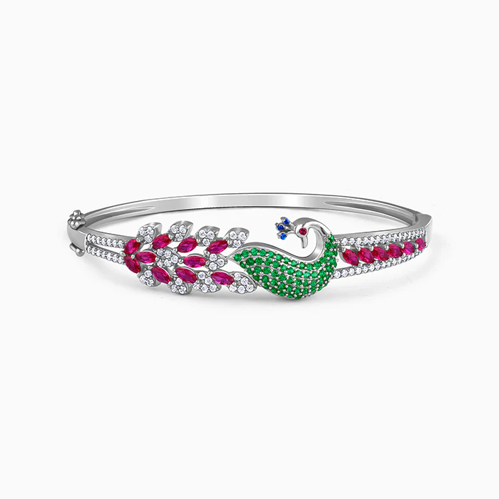 Silver Blooming Peacock Bracelet