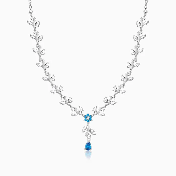 Silver Blue Daisy Necklace