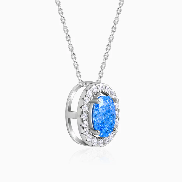 Silver Ocean Blue Stoned Pendant - Image 4