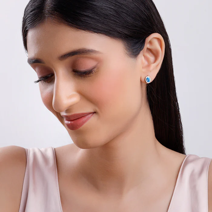 Silver Blue Dreams Studs - Image 3