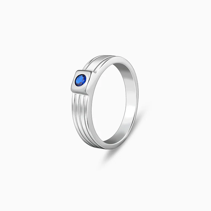 Silver Blue Horizon Ring For Him - Image 4