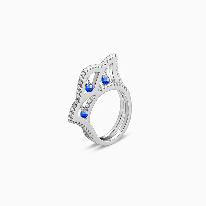 Silver Blue Regal Crown Ring - Image 4