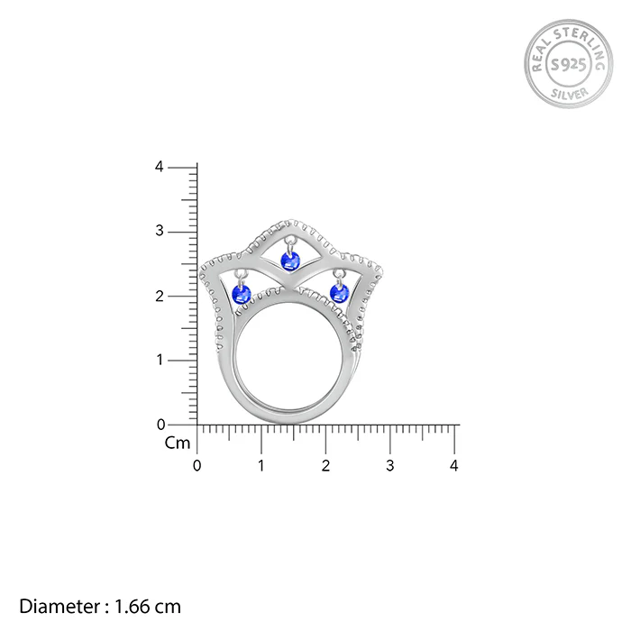 Silver Blue Regal Crown Ring - Image 5