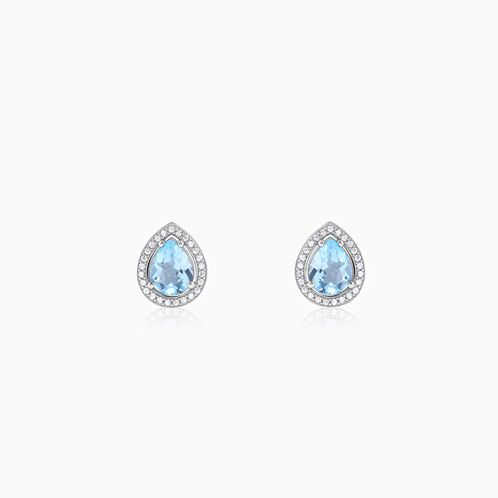 Silver Blue Topaz Studs