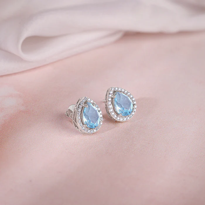 Silver Blue Topaz Studs - Image 2